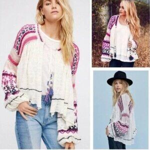 Free People Dreamland Cardigan Sweater Boho ballon sleeve oversized Gypsy Hippie